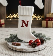 Personalized Knitted Monogram Christmas Stocking  N  