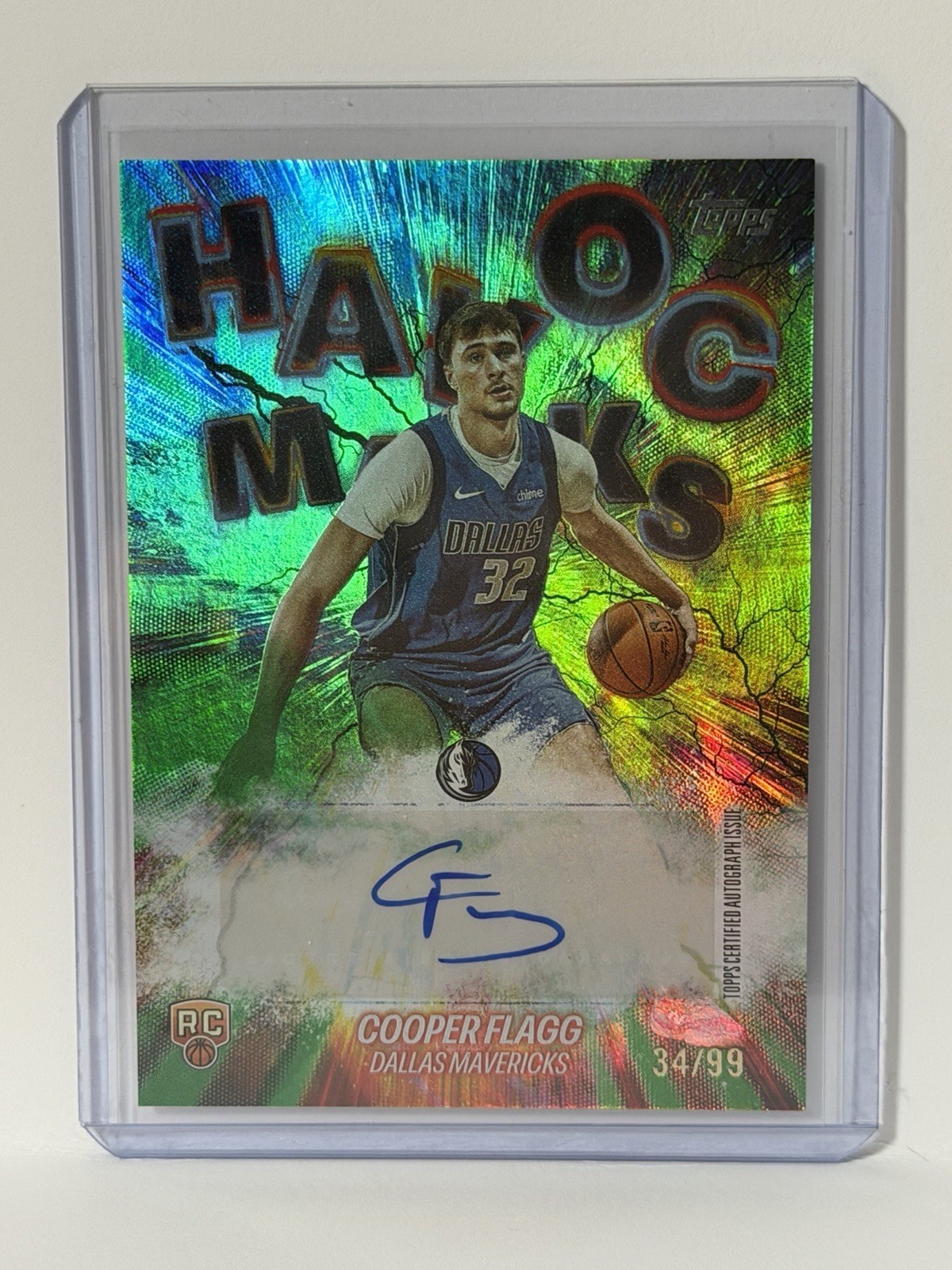 2025 Topps Cooper Flagg #HM-CF Havoc Marks-Green Rainbow 34/99 ROTY Mavericks RC