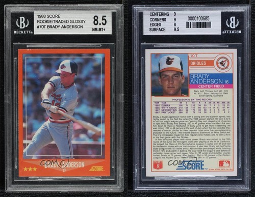 1988 Score Rookies & Traded Factory Set Glossy Brady Anderson #70T BGS 8.5 11rv - Picture 3 of 3