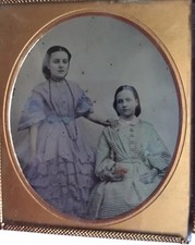 Victorian Ambrotype Portrait Of Two Girls.