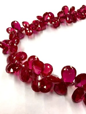 Extremely Beautiful Ruby Corundum Faceted Beads Teardrop Pear Shape Beads.
