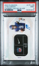2024 PANINI FLAWLESS LAUNDRY TAG SIGNATURES SILVER JJ MCCARTHY 3/3 PSA 9