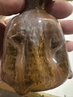 brown ceramic vase features a distinctive wide, flat rim and an organic,  — photo 3