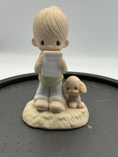 Precious Moments God Understands Figurine 1978 E-1379/B Boy Report Card Dog Box