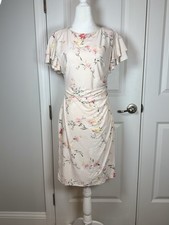 Lauren Ralph Lauren Blush Floral Ruched Sheath Dress 6 Flutter Sleeve NWT $125
