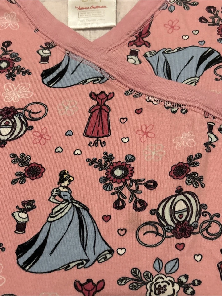 Hanna Andersson Disney Cinderella Pajama Set 6-7 Girls Pink Organic Cotton Short - Image 2 of 4