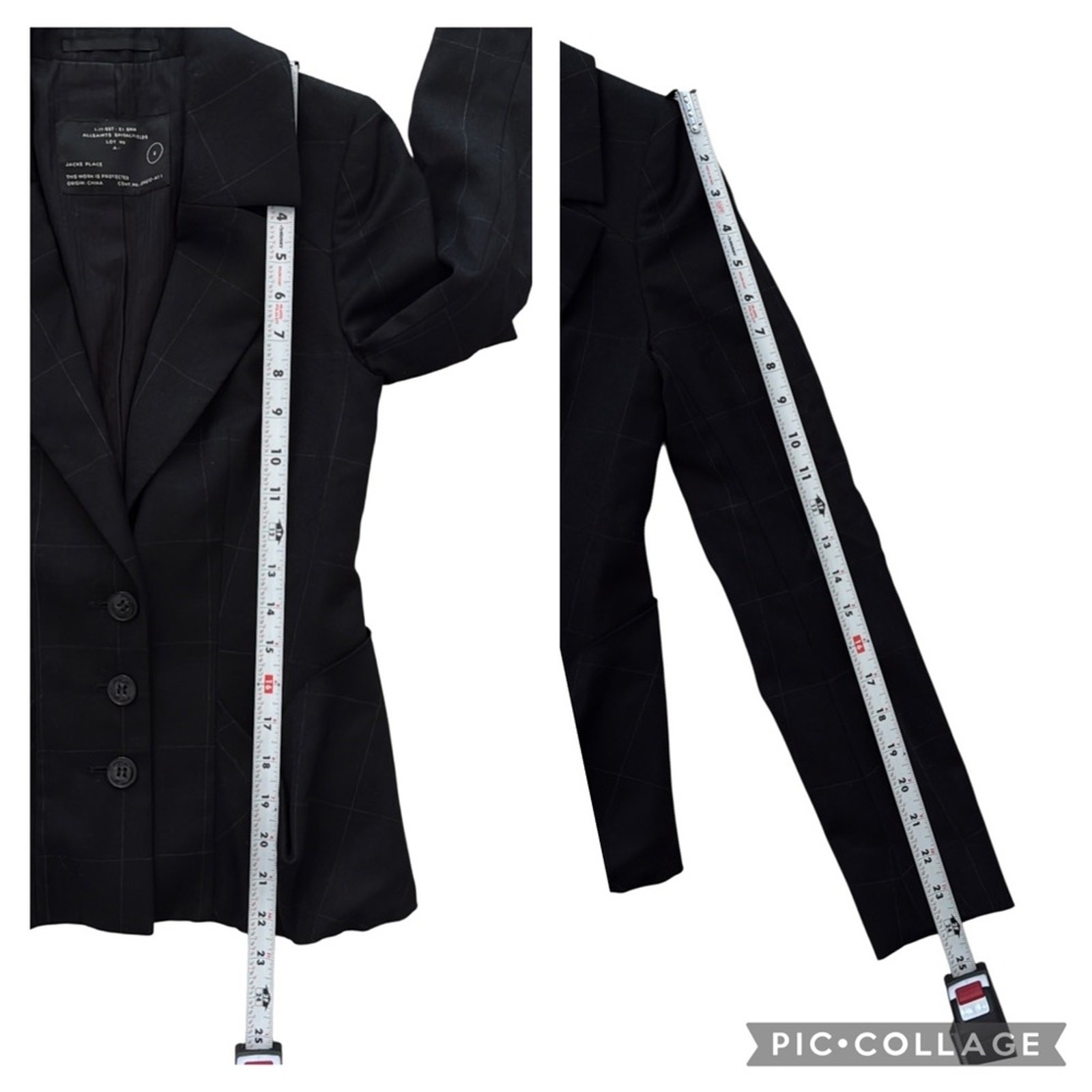 ALLSAINTS Wool Structured Blazer Jacket Black Gra… - image 9