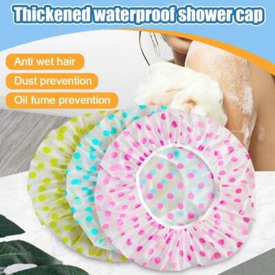 3pcs Women Shower Cap Waterproof Wide Elastic Band Reusable Bashroom Cap Fashion