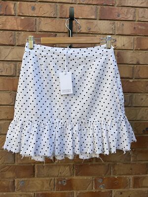 Ghanda Womens Polka Dot Mini Skirt White/Black Size Small BNWT  Australia