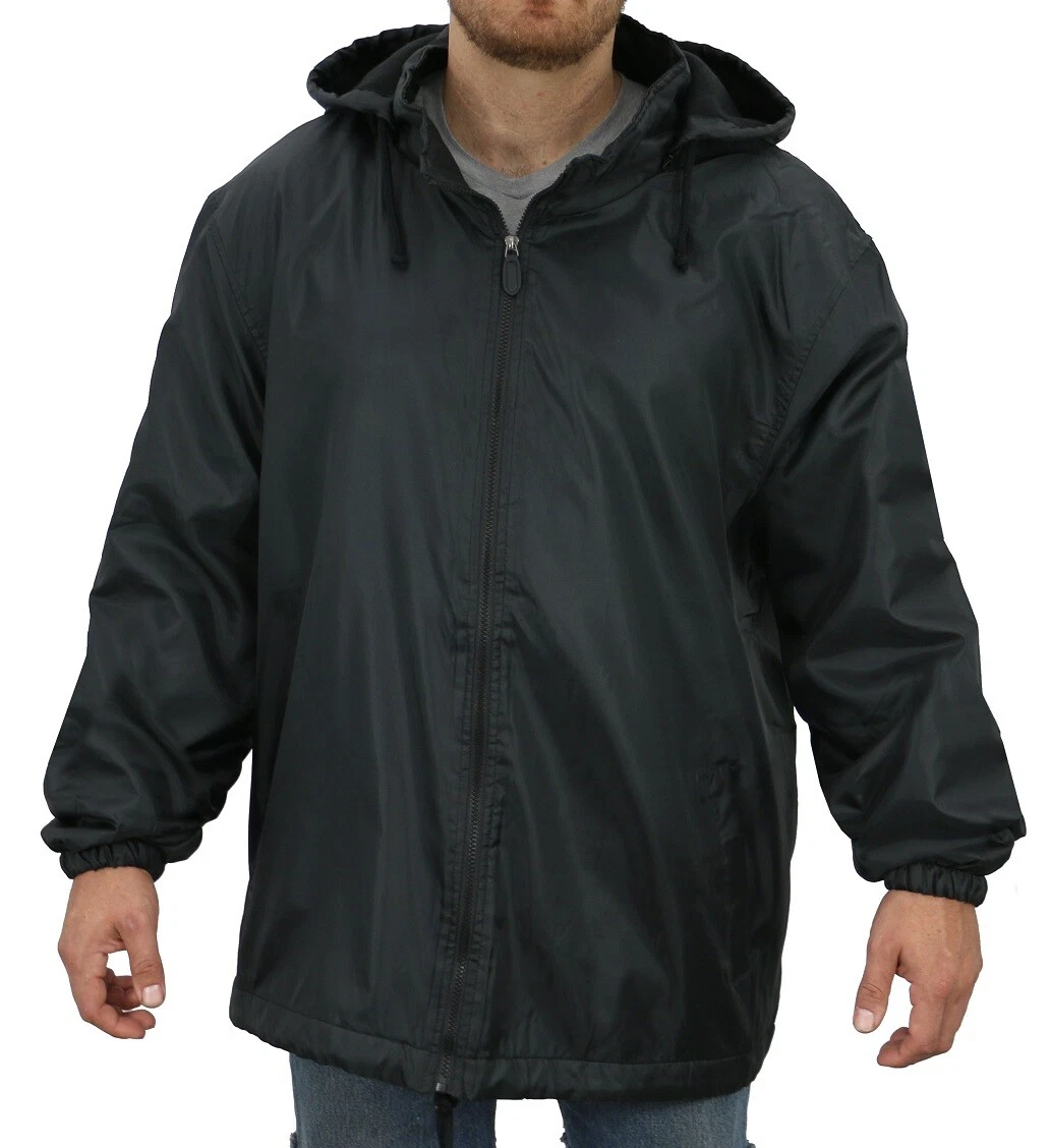 Mens nylon jacket top with fleece lining
