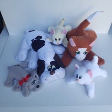 Lot Of 5 Vintage 1985 Tonka Pound Puppies Purries w/ Newborns Plush Cats Dogs