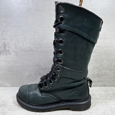 Dr Martens Triumph Plaid Lined Fold Over Leather Boots - Women's