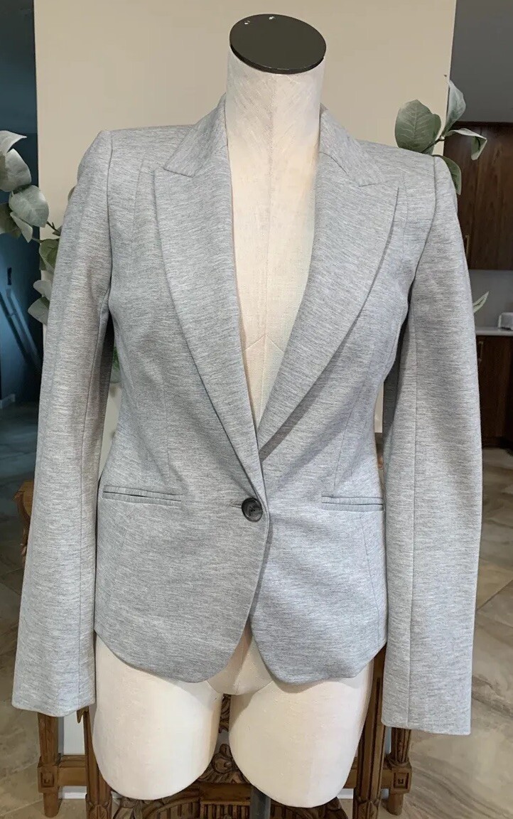ann taylor loft women 0 Gray long sleeve button front classic space dyed jacket