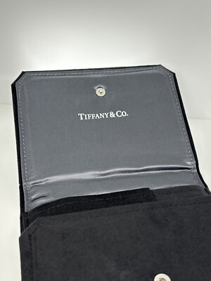 Tiffany Black Folding Suede Leather Necklace Presentation Blue Box
