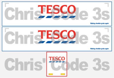 Code 3 selbstklebendes Vinyl Anhänger Aufkleber - Tesco Cheddar Rost - 1/50 1/76 1/148