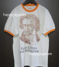Kapital Capital Love & Peace Face Beethoven Print Ringer Tee White New