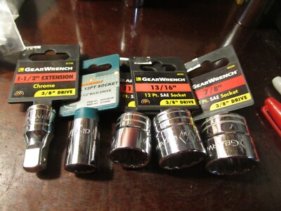 3/8'' Drive 12 Point Standard SAE Socket 1/2'' 7/8''  11/16'' 13/16'' plus 1 1/2'' ext