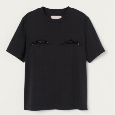 Simone Rocha classic Black T-shirt female S 36-38 pearls Beads