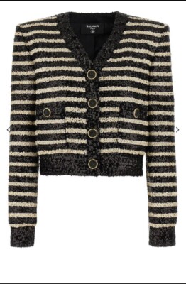 Balmain sequined striped jacket, Black and White pattern 