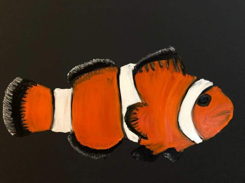 Finger Painted Abstract Painting Clown Fish Clownfish Kinnaman MKinnamanArt