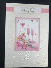 Wedding day card, marriage, champagne, flowers, floral, verse, 9" x 6"