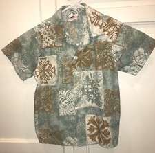 NUI NALU Boys Sz 7 Made In USA Hawaiian Print Cotton Aloha Shirt
