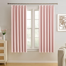 Baby Pink Pinch Pleated Blackout Curtains 72" Long for Girls' Room 2 Panels 