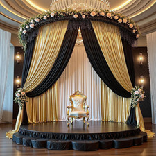 50X10 Ft Gold Sequin Backdrop Curtain for Parties, Wrinkle Free Glitter Backdrop