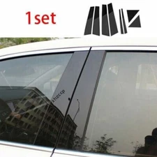 8x Glossy Black PC Window BC Pillar Post Sticker Trim For Cadillac CT5 2020-2023