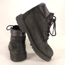 Timberland Boots Youth Sz 3M 6-Inch Waterproof Black Leather Lace Up Insulated