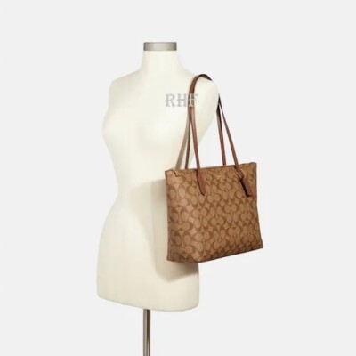 Coach Zip Top Tote In Signature Canvas NWT | eBay