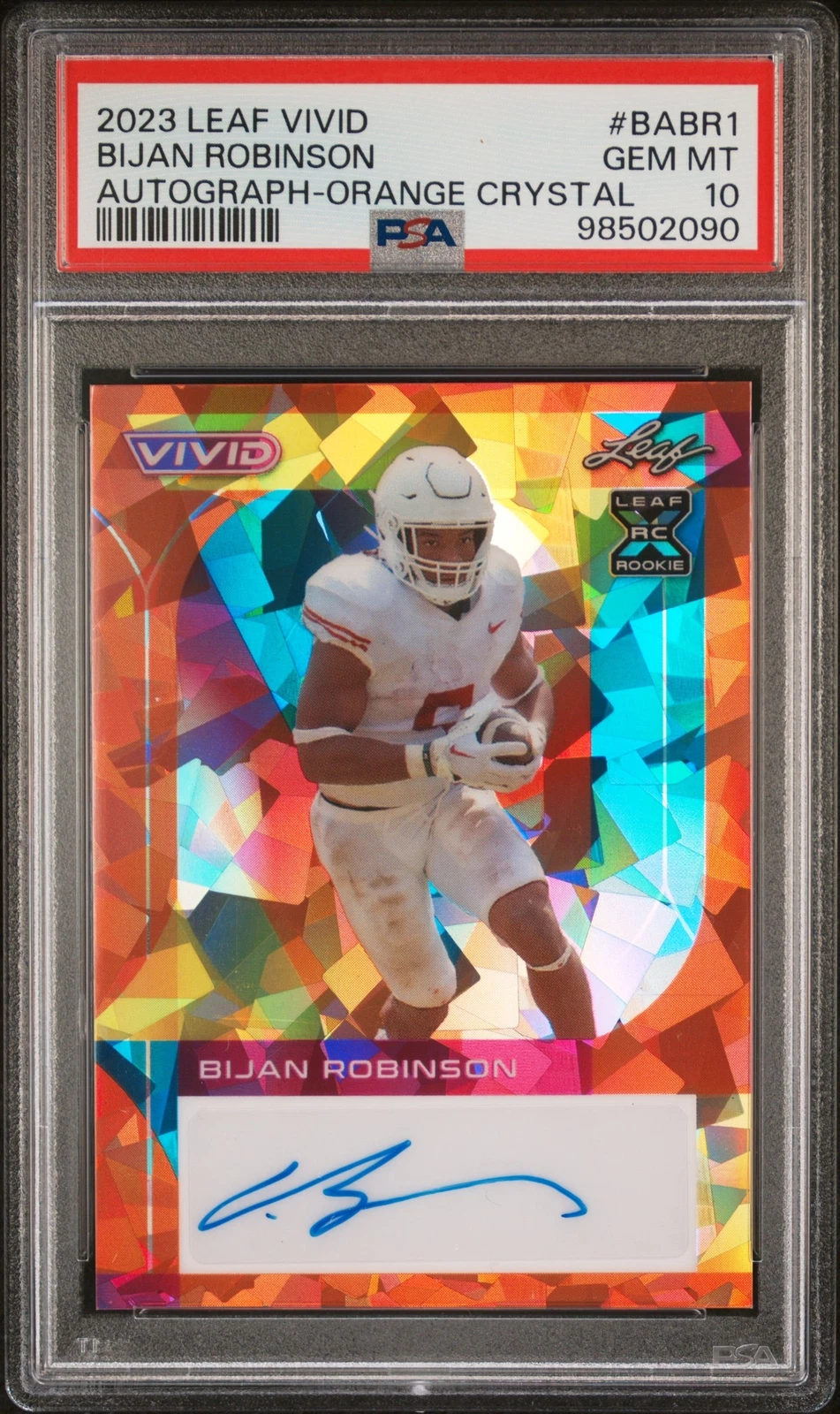 Bijan Robinson Leaf Vivid Autographs #BABR1 Orange Crystal