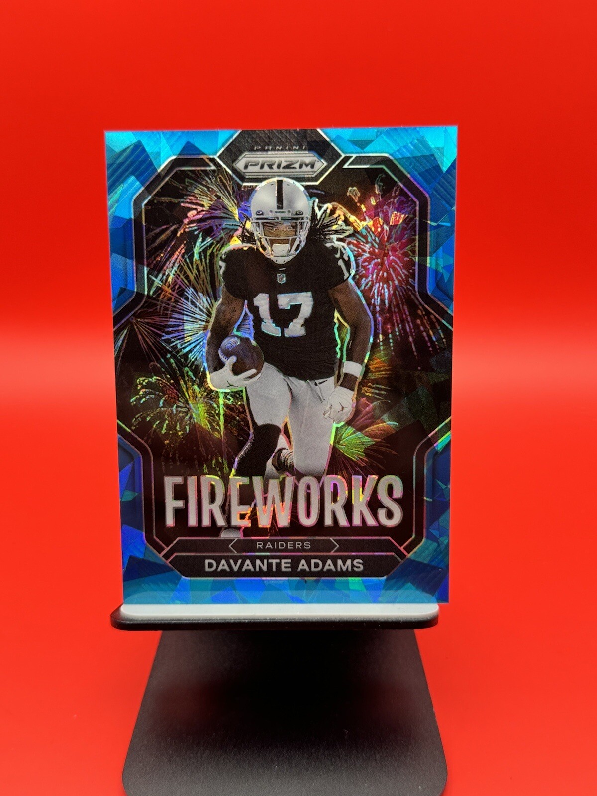 2022 Prizm Davante Adams Blue Cracked Ice Prizm Fireworks #F-16 Raiders /99 🎆
