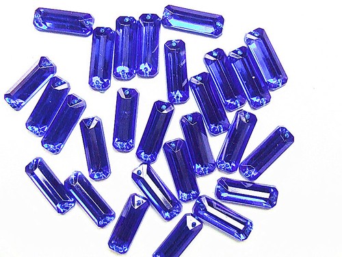 Acrylic Rhinestone Gems 4x15 mm Oblong Cube Flat Back Sew On All Colours Joblot - Picture 31 of 44
