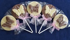 BELGIAN CHOCOLATE BUTTERFLY LOLLIPOPS WEDDING FAVOURS/MOTHERS/SWEETS PARTY BAG