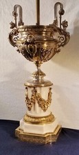 Antique PARTIAL GILT & MARBLE FRENCH EMPIRE / NAPOLEON III  Urn lamp ORMOLU  VF