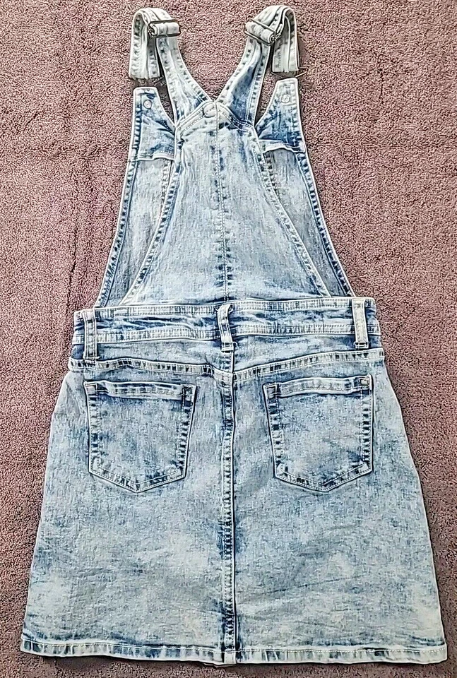 Jordache Girls Denim Overall Dress Blue Pockets Buttons Size L 10-12 Acid Wash - Image 4 of 4