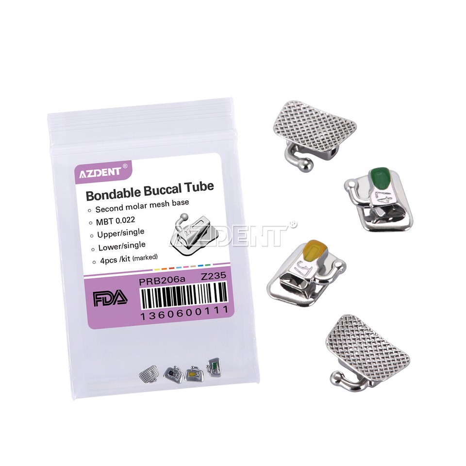 Tubes Buccaux Collables Pour 1ère Molaire Orthodontie AZDENT - Non Conv Roth, Dimensions .022/.018, En Métal