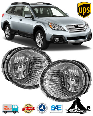 Pair Clear Fog Lights For 2013-2019 Subaru Outback Driving Bumper Lamps LH+RH