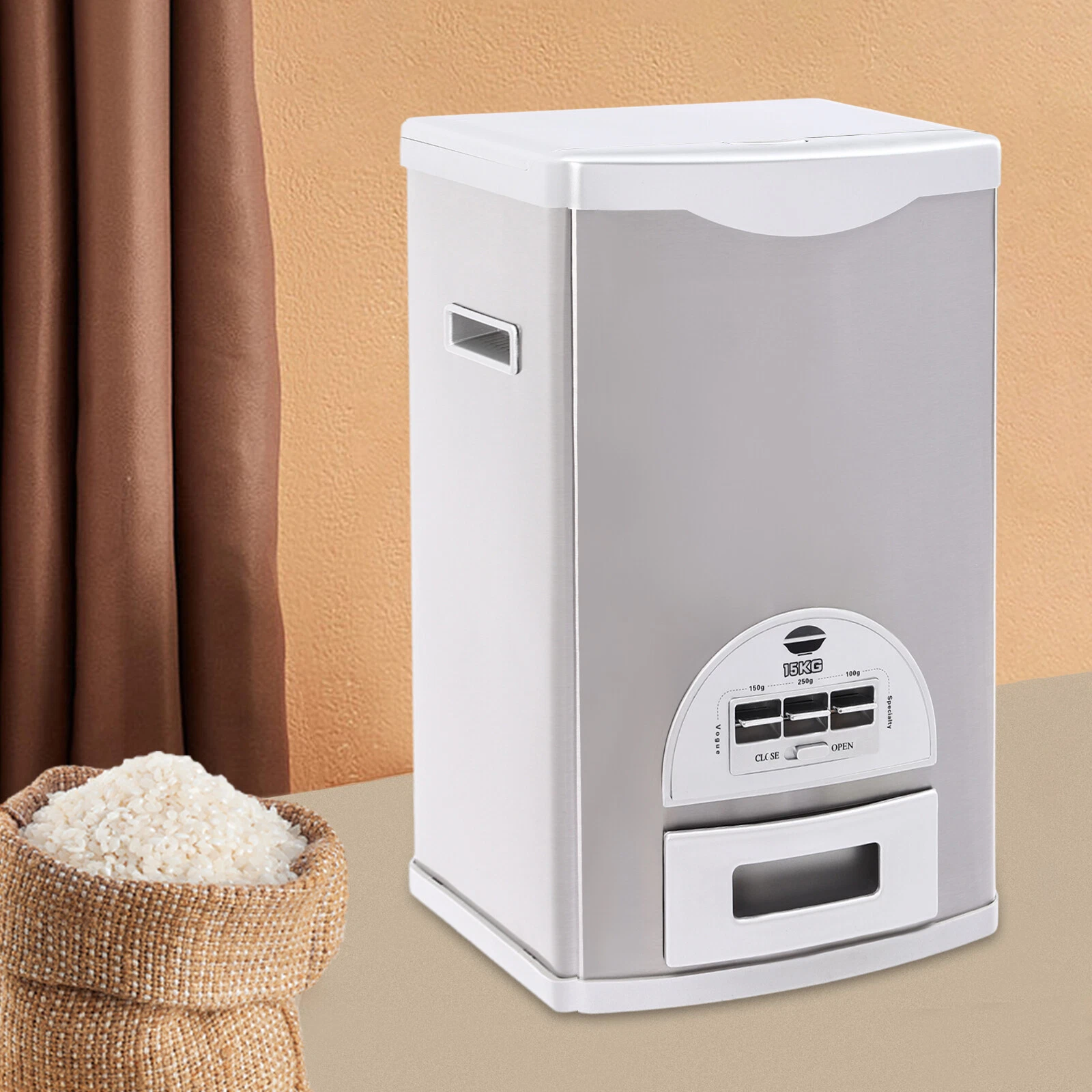 Rice Dispenser 15kg/33lbs Capacity Large Storage Container Food Storage Tank