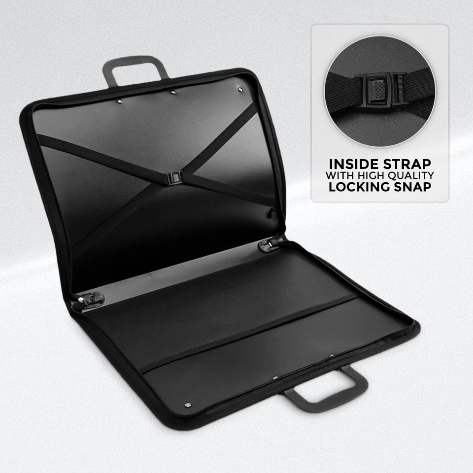 A2 DESIGN PORTFOLIO WATER PROOF BLACK CASE ART WORK PAINTING FOLDER BAG  - Image 2 of 4