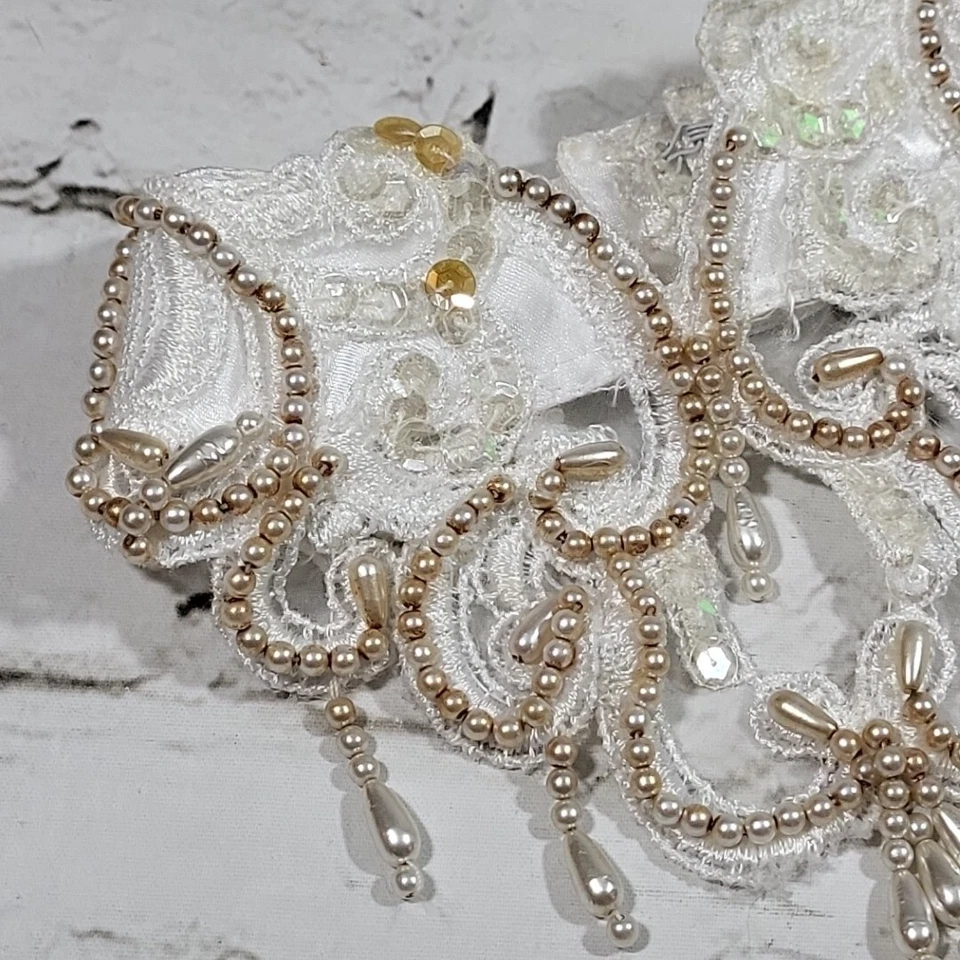 Gargantilla de boda vintage con cuentas cuello nupcial con lentejuelas MCM talla 10 defecto  Foto 4 de 4