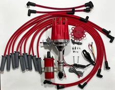 small cap BUICK 350 RED HEI DISTRIBUTOR +45K Coil + 8.5mm USA Spark Plug Wires