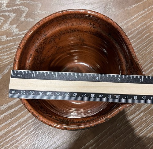 Studio Pottery Bowl With Handle & Spout "CONCORD, MA” Blue Gray Salt Glaze 5" - Picture 15 of 16