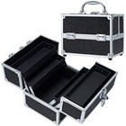 Makeup Organizer Case Portable Train Case Cosmetic Box 4 Trays Makeup Storage...