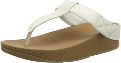 FITFLOP SIZE 7 41 MINA STONE CREAM ADJUSTABLE LEATHER THONG TONING FLIP FLOPS BN - Image 1 of 4
