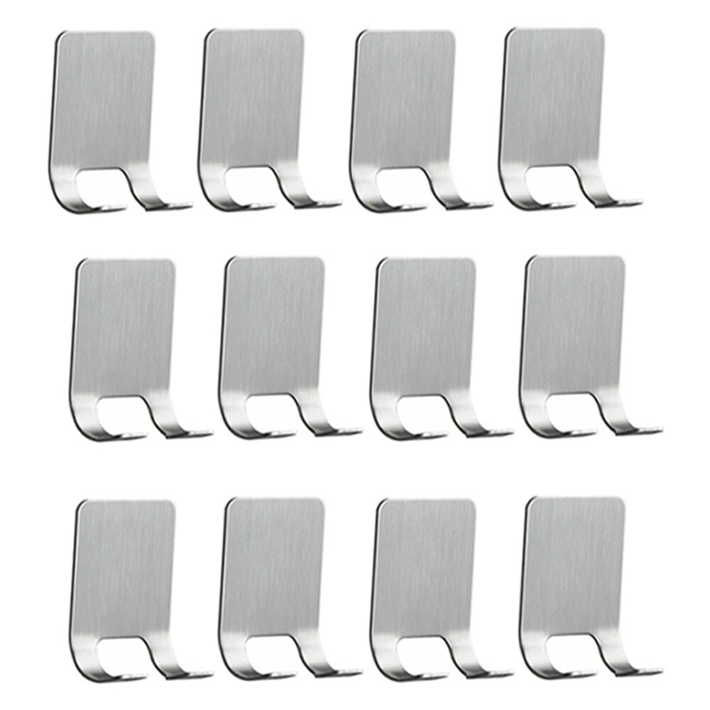 12PCS Stainless Steel Holder Set - Adhesive Wall-Mounted Hooks For Razor USA