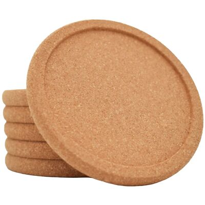 Cork Coasters For Drinks Absorbent 6 Pcs 4 Inch With Lip Heat Resistant Reusable