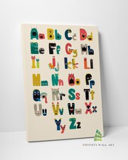 Children Alphabet Monster Canvas Art Wall Art Print Kids Nursery Picture -C718