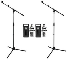 2 Rockville RMC-XLR High-End Metal Handheld Wired Microphones Tripod Stand